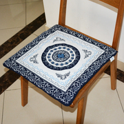 中式椅垫餐桌椅垫青花坐垫纯棉布含芯实木椅子坐垫座垫厚椅垫