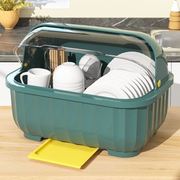 碗筷滤水收纳盒大容量厨房碗架带盖放餐具装碗箱沥水架置物架塑料