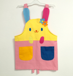 宝宝围裙卡通日本日版可爱围腰罩衣吃饭衣烘培幼儿园园服手工缝制