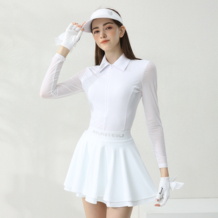 高尔夫女装冰丝长袖夏季冰丝衣短裙套装韩版修身GOLF运动网球