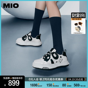 MIO米奥小白鞋女鞋防滑面包鞋休闲厚底板鞋黑白熊猫鞋显高运动鞋