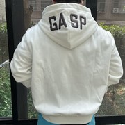 GASP欧美原版刺绣宽松大版型健身运动男加绒加厚连帽拉链开衫外套