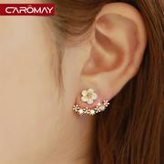 Caromay时尚雏菊花耳环耳钉女925银针设计感气质简约耳坠高级耳饰
