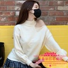 韩国2021年早秋甜美时尚性感镂空露肩宽松针织衫