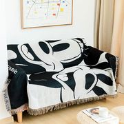 法国风情黑白米老鼠沙发，盖巾沙发套罩沙发垫，毯整套打包防猫抓