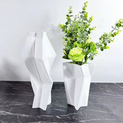 北欧简约几何白色花瓶摆件现代客厅电视柜餐桌装饰品玄关桌面摆设