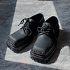 holocene秋冬商务休闲西装皮鞋，男韩版高级感黑色，方头厚底增高鞋子