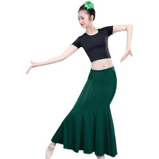 傣族服装练习裙成人女半身舞蹈表演出服艺考练功裙弹力孔雀鱼
