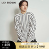 LILY BROWN春夏款 圆领条纹拼接泡泡袖长袖衬衫LWFB221161