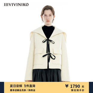 IIIVIVINIKO冬新款羊毛海军领箱型毛呢大衣外套女R439008117B