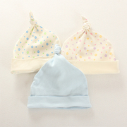 外 日系新生儿帽子胎帽婴儿帽宝宝纯棉外出帽四色入0-3个月