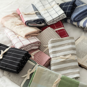 水洗棉枕套48x74cm单人，全棉枕头套，枕芯套子一对色织纯棉床上用品