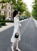 欧洲站春夏季法式温柔风两件套装裙海边度假长裙白色吊带连衣裙女