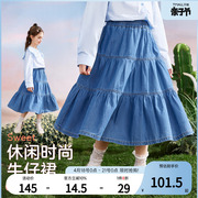 ASKjunior 女童裙子2024春装潮酷时髦复古风儿童牛仔半身裙