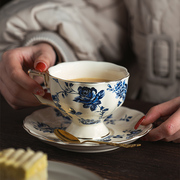 索厨法式下午茶咖啡杯，欧式杯碟套装陶瓷，茶杯青花瓷高档精致杯子