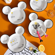 米奇陶瓷宝宝餐盘可爱创意儿童盘子碗餐具套装卡通早餐分格盘饭盘