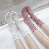 日系夏季袜子女堆堆袜薄款白色蕾丝竖条麻花短筒袜复古甜美lolita