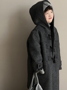 儿童外套童装男童宝宝连帽中长款加厚大童羊毛大衣保暖秋冬冬季