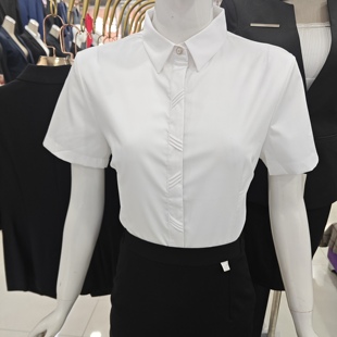 白衬衫女士短袖职业正装，夏季薄款蓝色气质，工作服长袖ol衬衣竹纤维