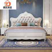 美式实木床现代轻奢双人主卧婚床，1.5米1.8欧式软包公主床储物家具