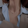 925纯银饰几何圆珠颈链锁骨链，项链短款简约气质韩版ins风设计感女