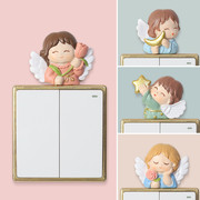 可爱天使小女孩3d立体装饰贴开关贴创意家居插座墙贴墙壁装饰品