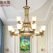 美式复式楼客厅大吊灯轻奢欧式别墅楼梯长，吊灯现代简约创意全铜灯