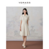 vgrass新中式女装2024春款重工，蜜合色蕾丝，polo领子连衣裙