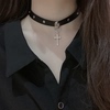 暗黑朋克皮质十字架项圈女颈带，网红锁骨链，choker欧美项链酷颈圈