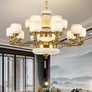 益菲新中式全铜客厅吊灯，别墅大厅餐厅，卧室灯饰高档天然玉石灯具