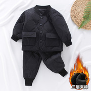 宝宝套面包服套装秋冬家居服，2022可爱棉服，儿童两件套透气男童
