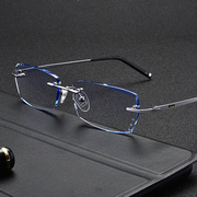 配近视眼镜男女款有度数成品，无框钻石切边眼镜，纯钛成品眼镜近视镜