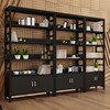 钢木书架书柜现代多层落地储物柜自由组合置物架经济型简易带柜门