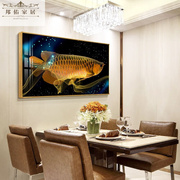 晶瓷画抽象客厅装饰画铝合金外框金龙鱼轻奢横版沙发背景墙壁画