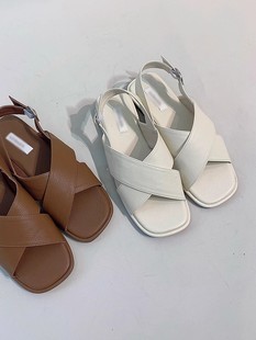 7折舒适~软凉鞋 韩国女夏装新时髦日常交叉平底凉拖鞋