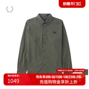 fredperry男士长袖衬衫，2023冬季休闲纯色麦穗刺绣衬衣m6624