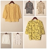 vintage复古夏季雪纺长短袖，花色清凉圆领短袖衬衫百搭y54