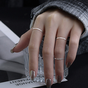 925纯银戒指女极简百搭小众设计韩版细圈关节戒闭口食指尾戒指环