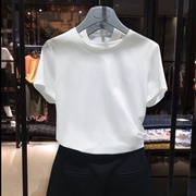 白领哥弟牌2024女装夏季莫代尔白色短袖t恤修身内搭打底体恤