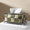 轻奢高档皮革纸巾盒客厅简约现代欧式餐巾纸收纳盒创意茶几抽纸盒
