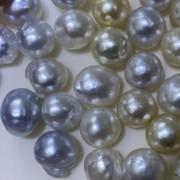 海水澳白珍珠裸珠金珠巴洛克13mm异形海水白色金色珠diy自制饰品