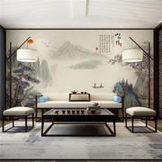 中式电视背景墙壁纸客厅装饰影视墙布山水情沙发书房壁画墙纸壁布