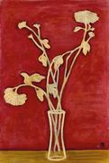 常玉Sanyu手工油画复制品黄桌上的菊花瓶静物花卉挂画卧室装饰画