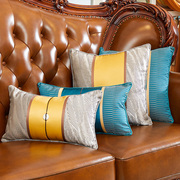 欧式抱枕客厅中式沙发腰枕轻奢现代黄蓝色(黄蓝色，)床头大靠枕套不含芯靠背