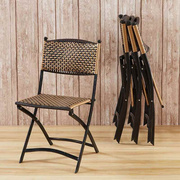 墨君藤椅折叠椅子手工编织凳子椅子靠背舒服可折叠加厚便携式沙滩