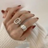 韩国925镀银镂空几何中性凤时尚气质简约百搭设计感开口戒指