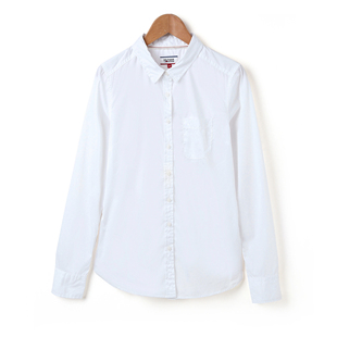 衬衫女2021年春夏设计感白色韩版中长款女士，休闲宽松长袖衬衣