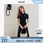 KBNE黑色连衣裙女短袖polo裙2024夏季学院风今年流行漂亮裙子