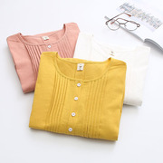 孕妇夏装短袖中长款t恤衫纯色，韩版大码宽松衬衣时尚圆领百搭上衣