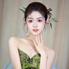 中式新娘头饰古典民族，风翠绿色竹叶琉璃，简约流苏发簪秀禾结婚礼服